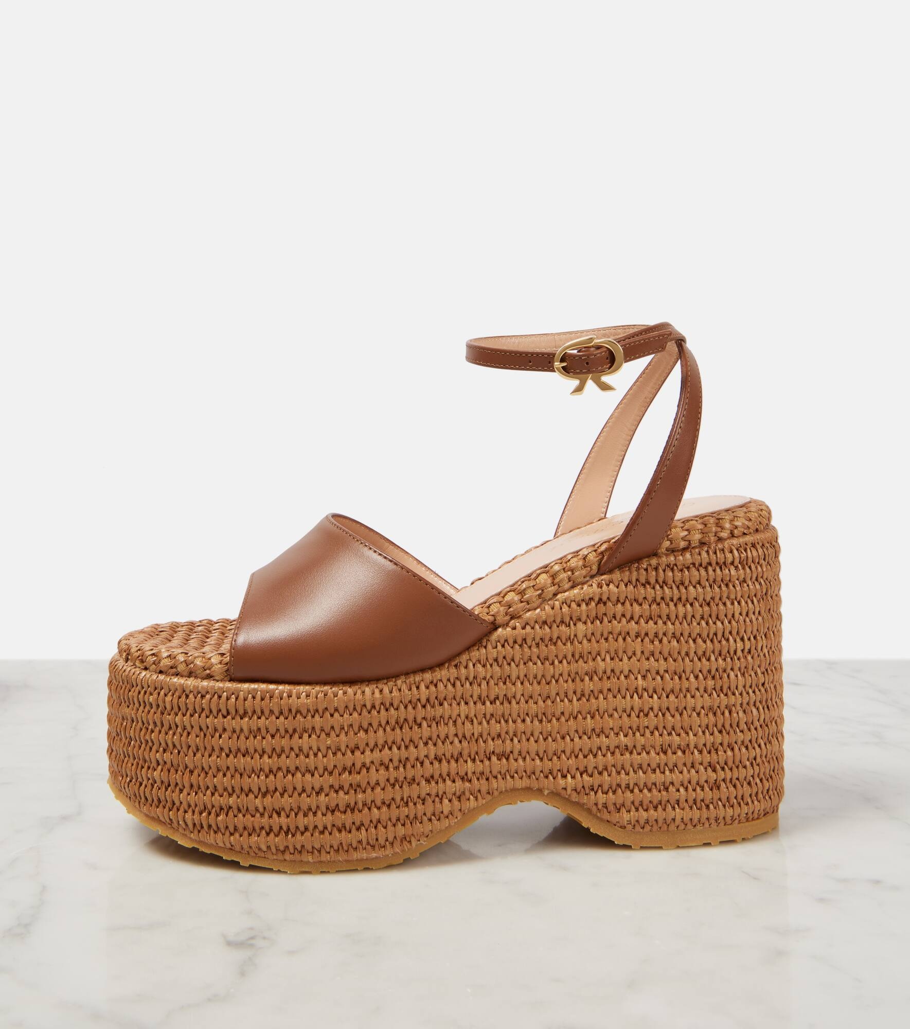 Leather platform espadrilles - 5