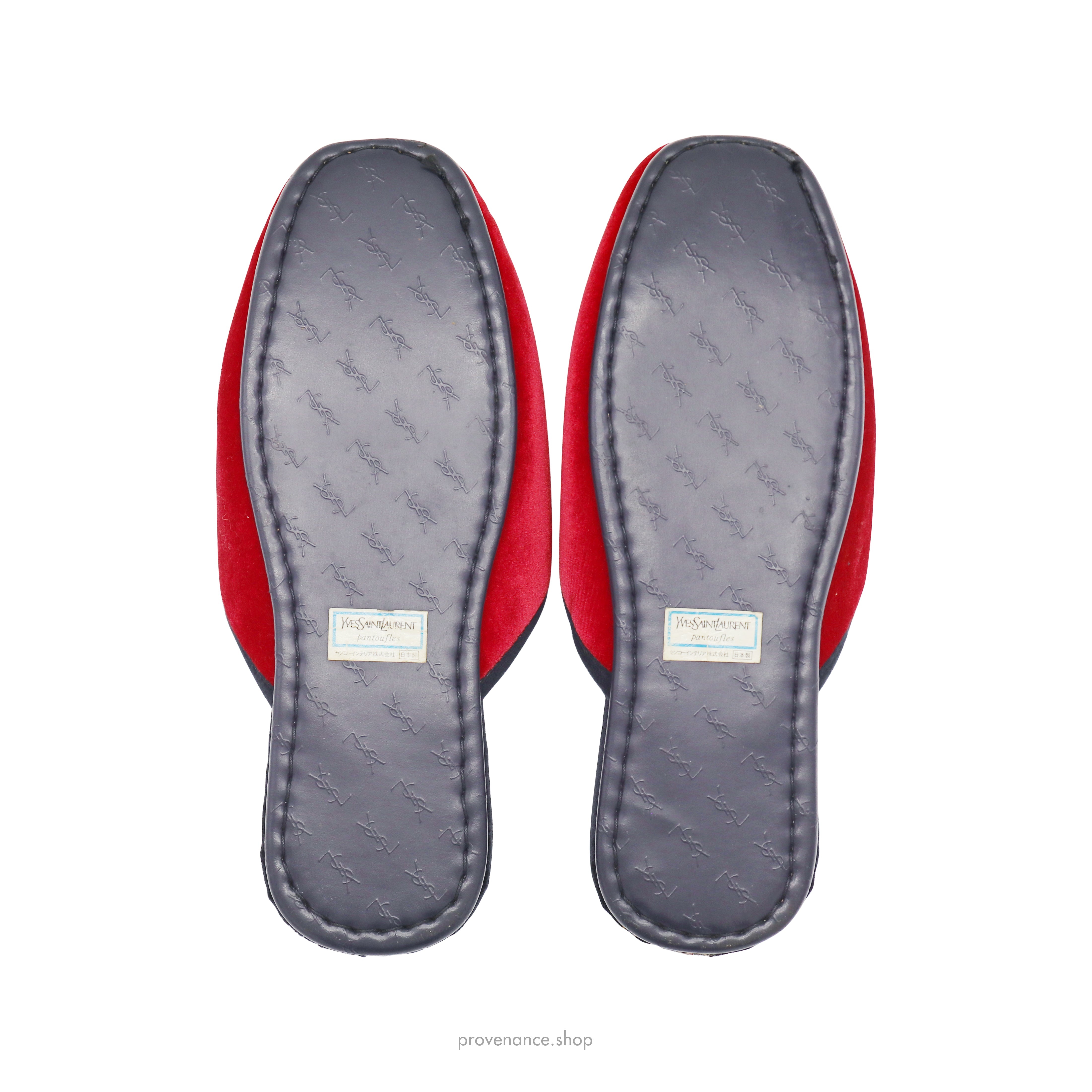 Yves Saint Laurent YSL Velvet Logo Slipper - Red - 4