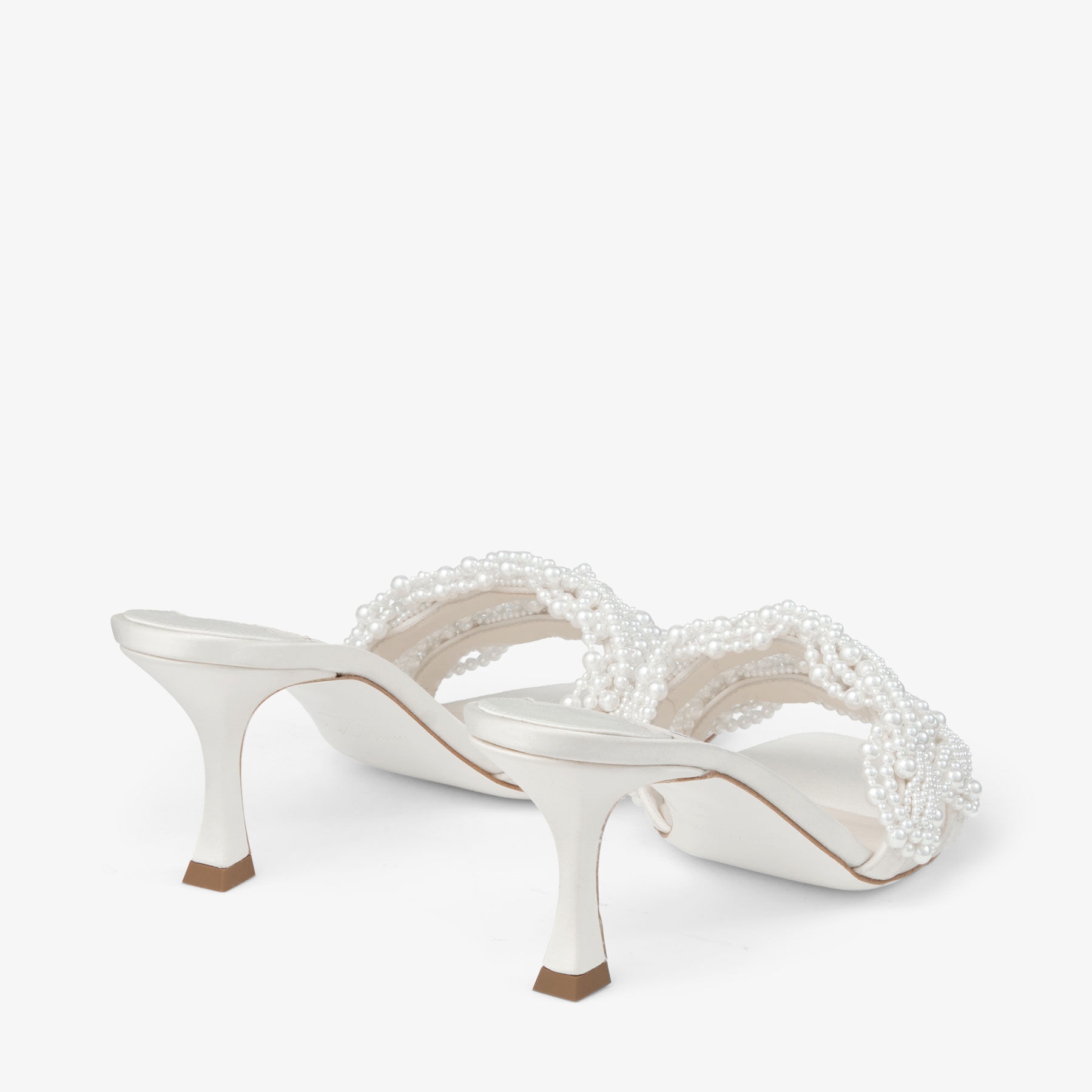Cary Mule 70
Ivory Satin Mule Sandal with Pearl Embellishments - 5