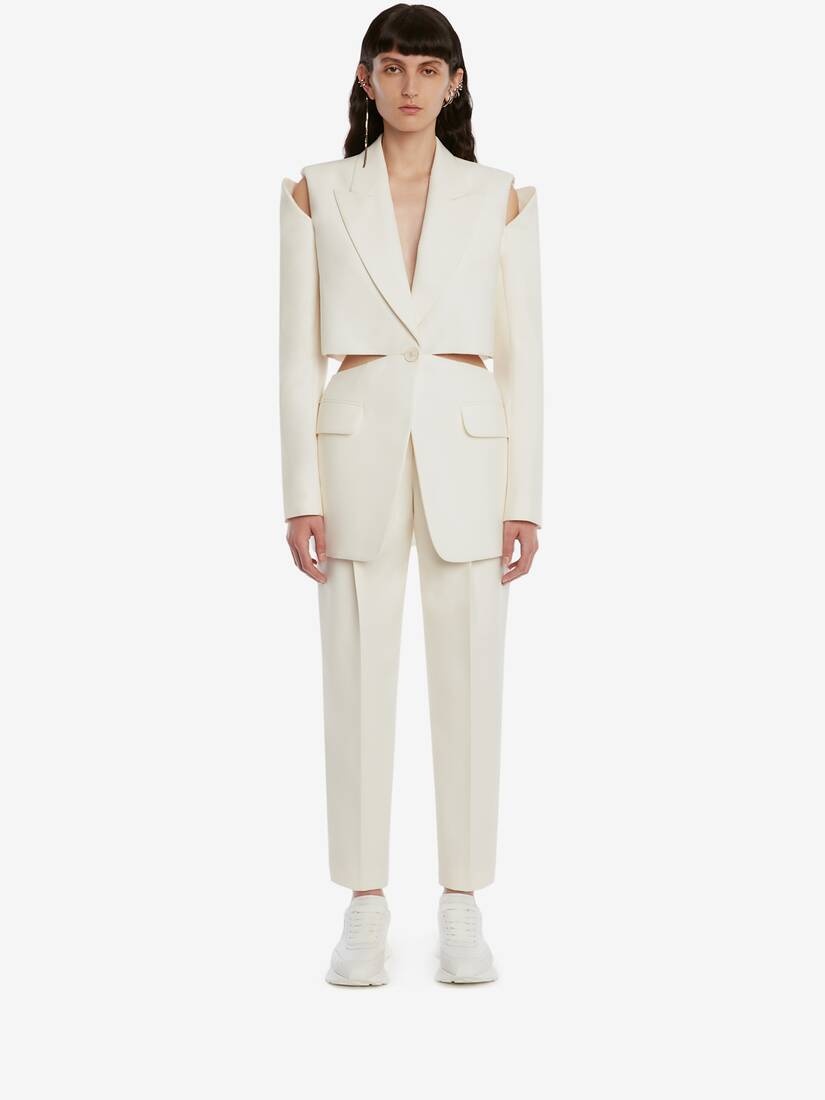 Wool Peg Trouser in Ivory - 2