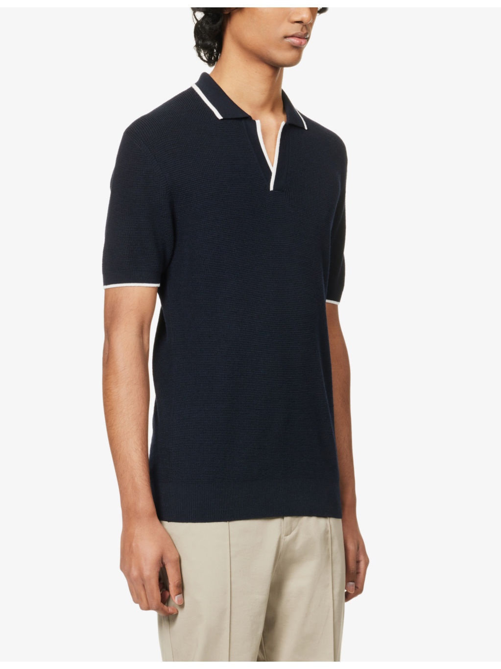Horton contrast-stripe knitted wool polo shirt - 3