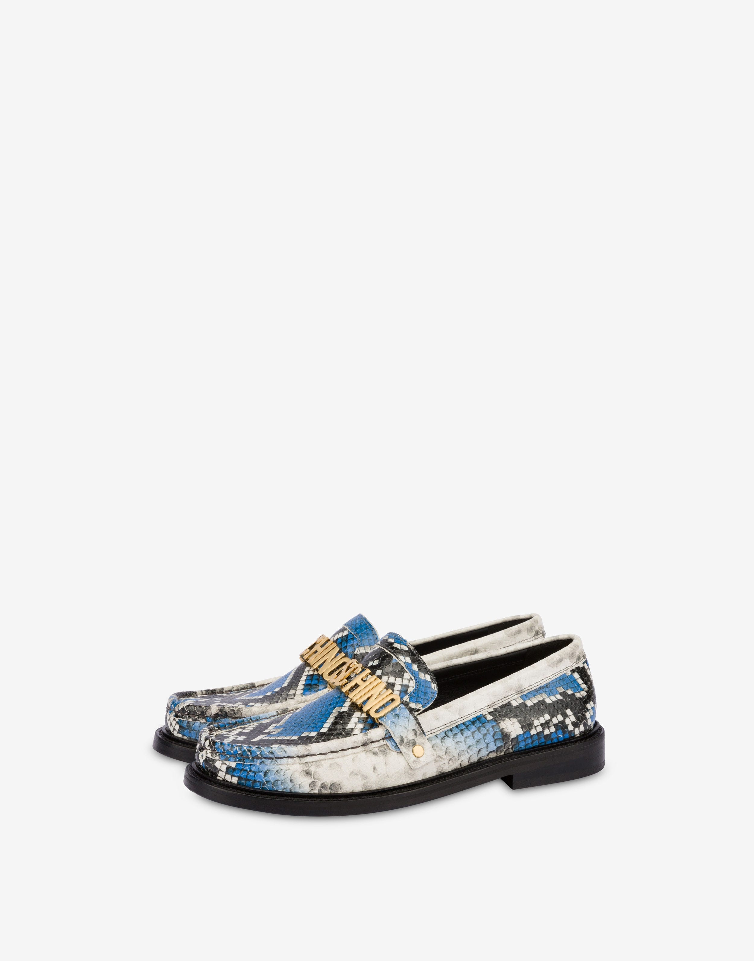 LOGO LETTERING PYTHON-PRINT LOAFERS - 1