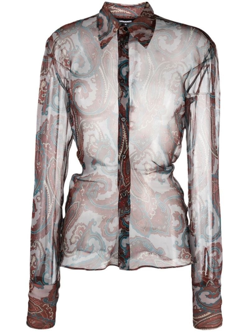 sheer paisley-print shirt - 1