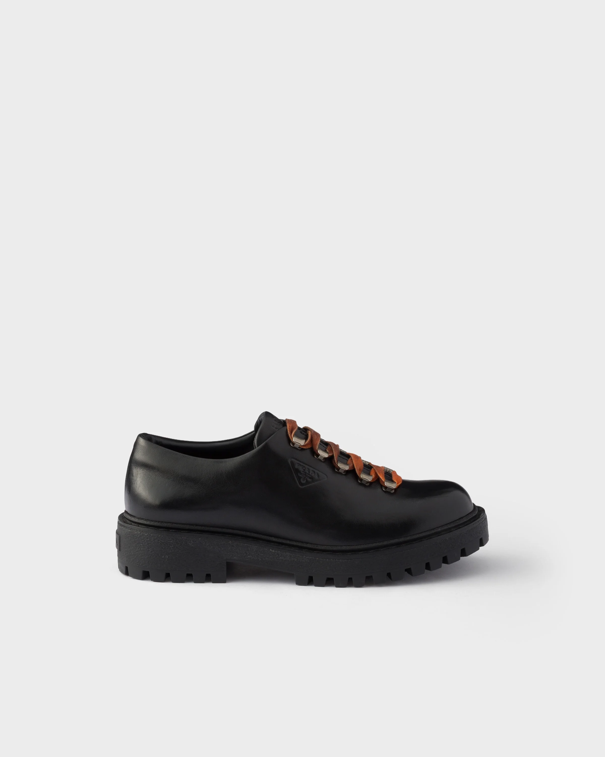 Aged leather lace-up shoes - 1