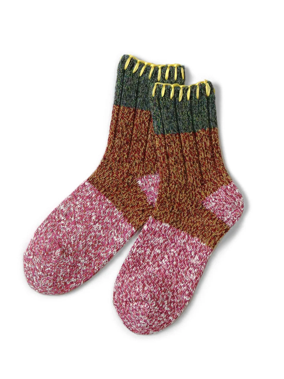 KAPITAL 56Yarns Wool Grandrelle GOGH HOBO Stitch Socks 'Pink' - 1