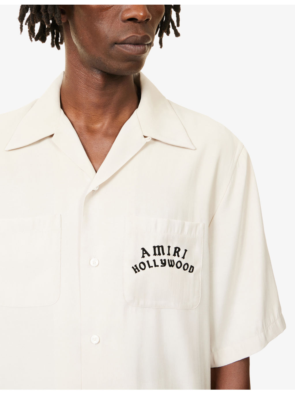Hollywood Printed-Text Woven Bowling Shirt - 5