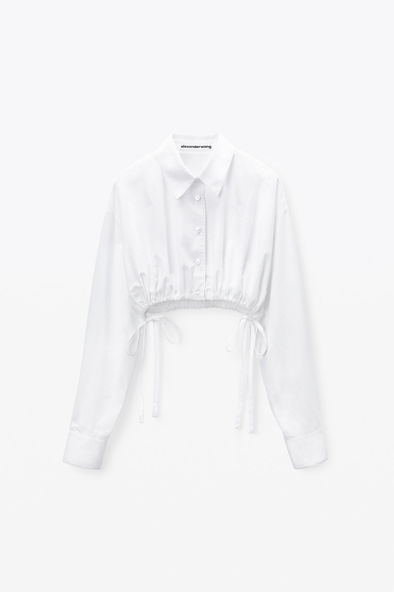 Cropped Drawstring Blouse in Cotton & Crystal Hotfix - 1