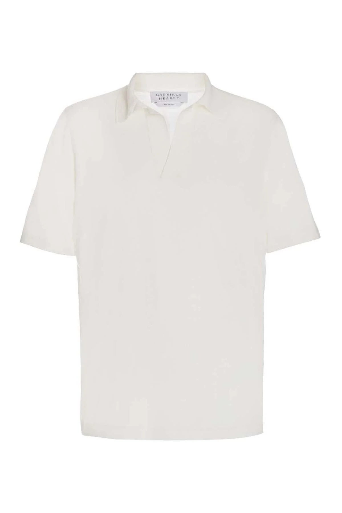 Stendhal Knit Short Sleeve Polo in Ivory Cashmere Silk - 1