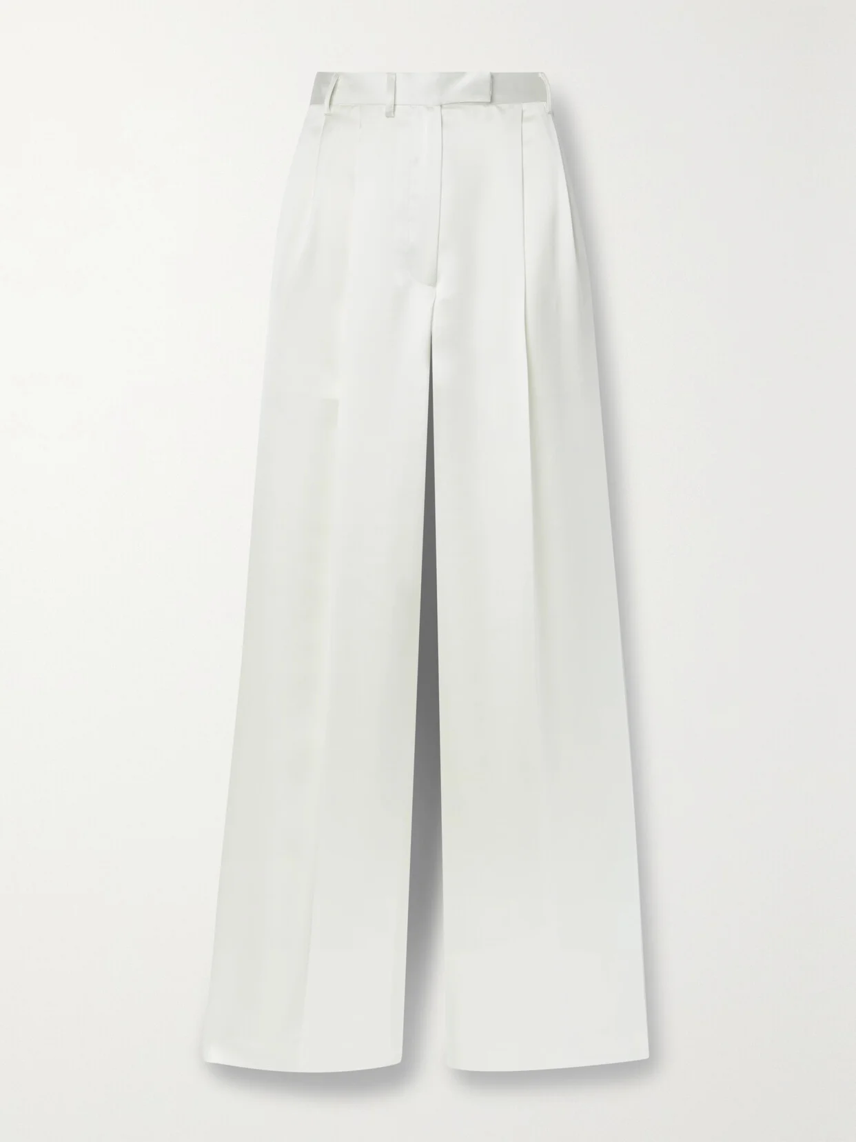 Pleated Satin Wide-leg Pants - 1