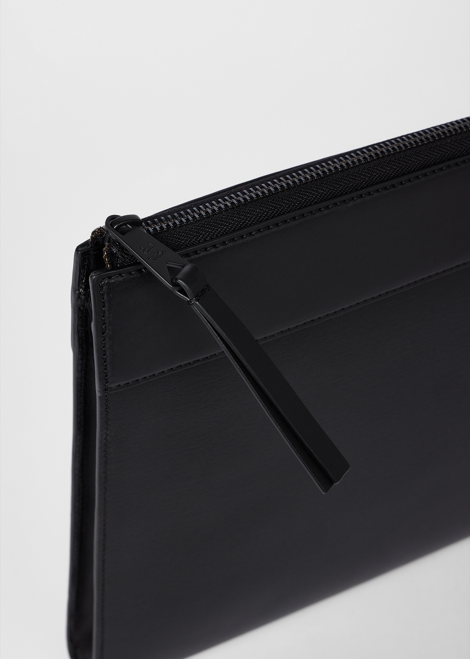 Black Straw-Grain Embossed Leather Laptop Case - 4