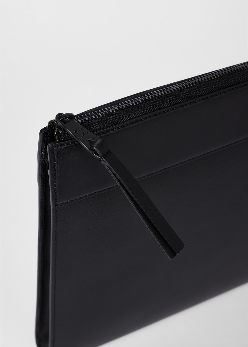 Black Straw-Grain Embossed Leather Laptop Case 4