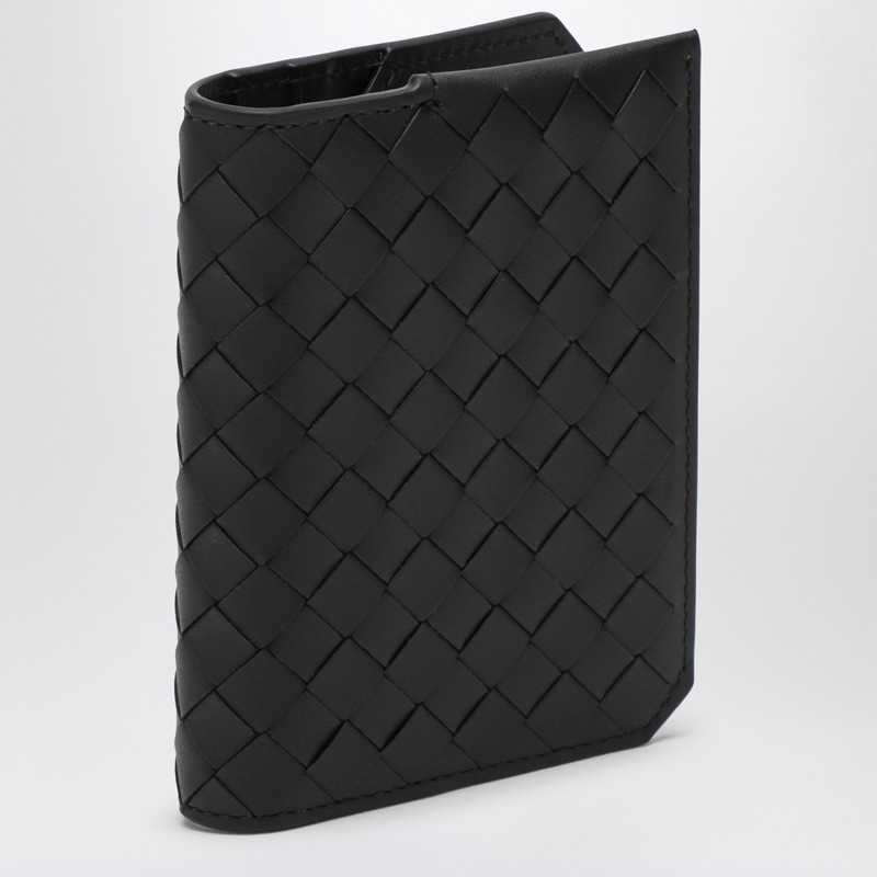 Black Intrecciato vertical card holder - 1