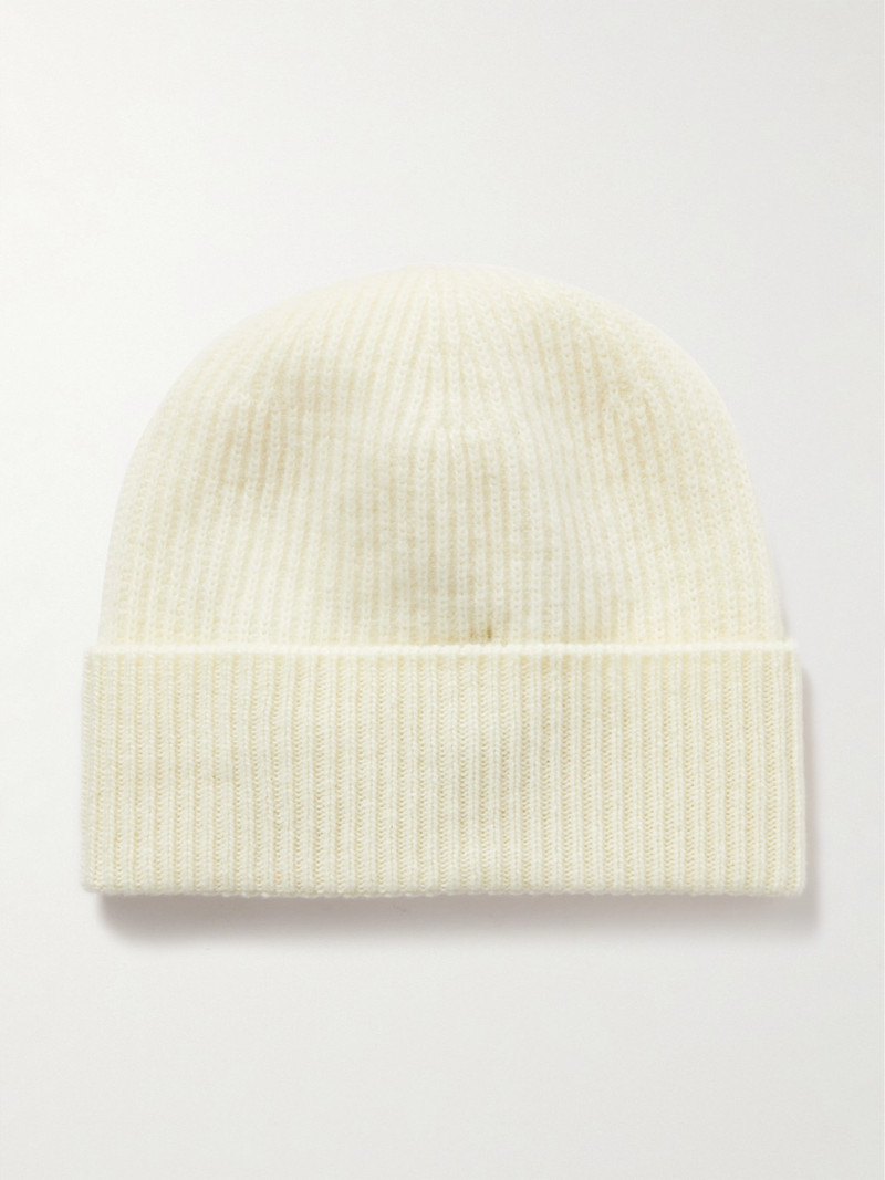 Appliquéd Ribbed Virgin Wool and Cashmere-Blend Beanie 3