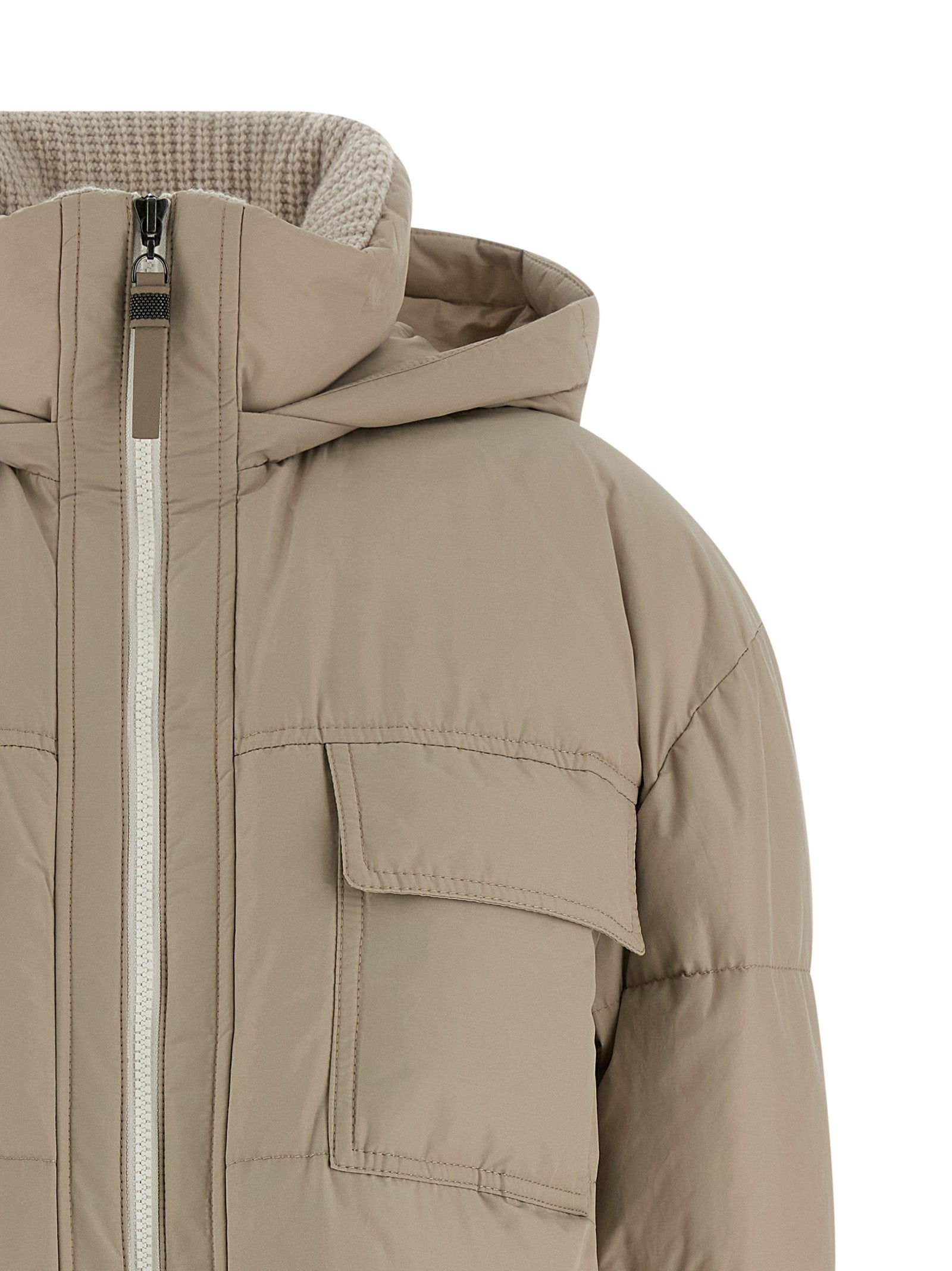Brunello Cucinelli Women Knitted Neck Down Jacket - 3