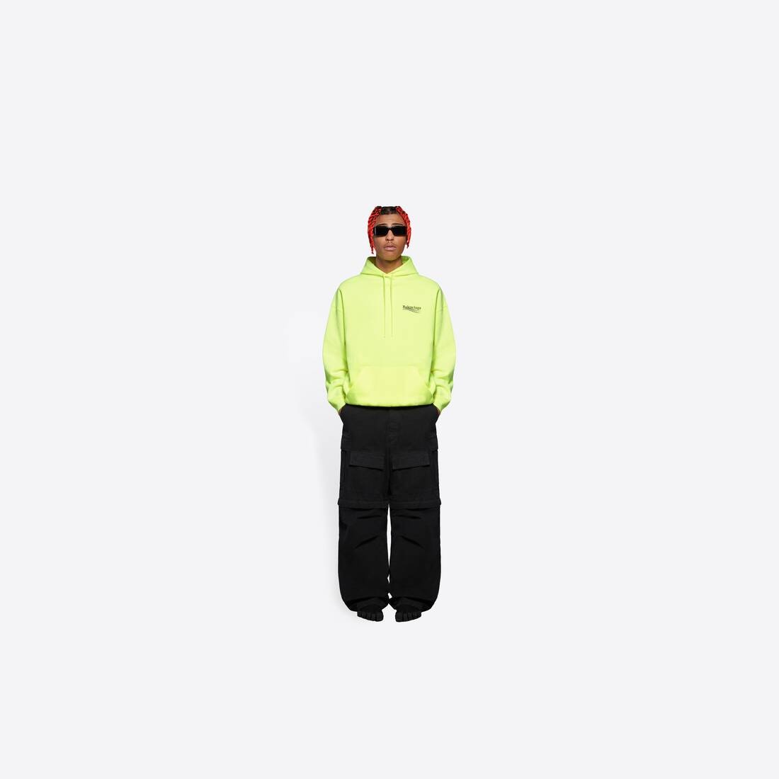 Men's Political Campaign Medium Fit Hoodie in Fluo Yellow/black - 6