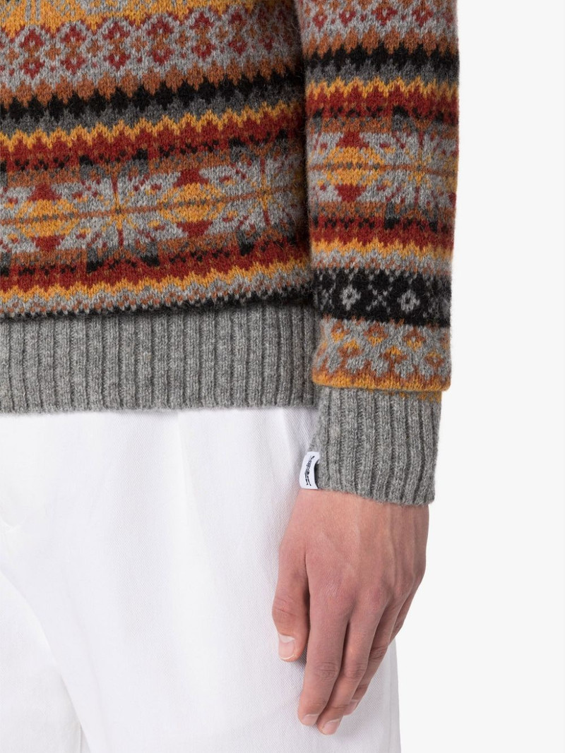 IMPULSE MEDIUM GREY WOOL FAIR ISLE CREWNECK SWEATER 6