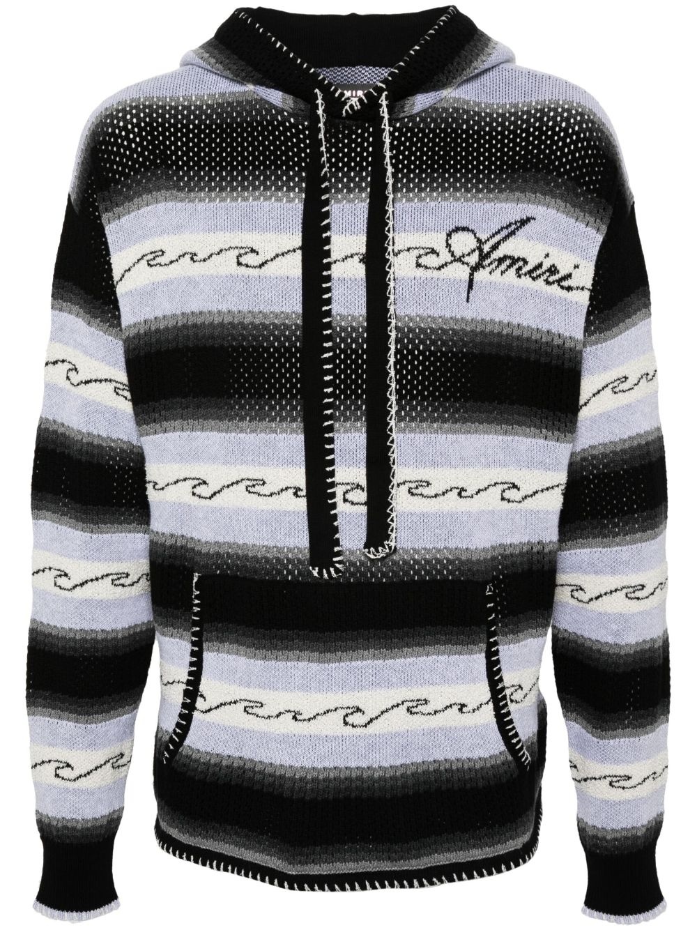 striped knitted hoodie - 1