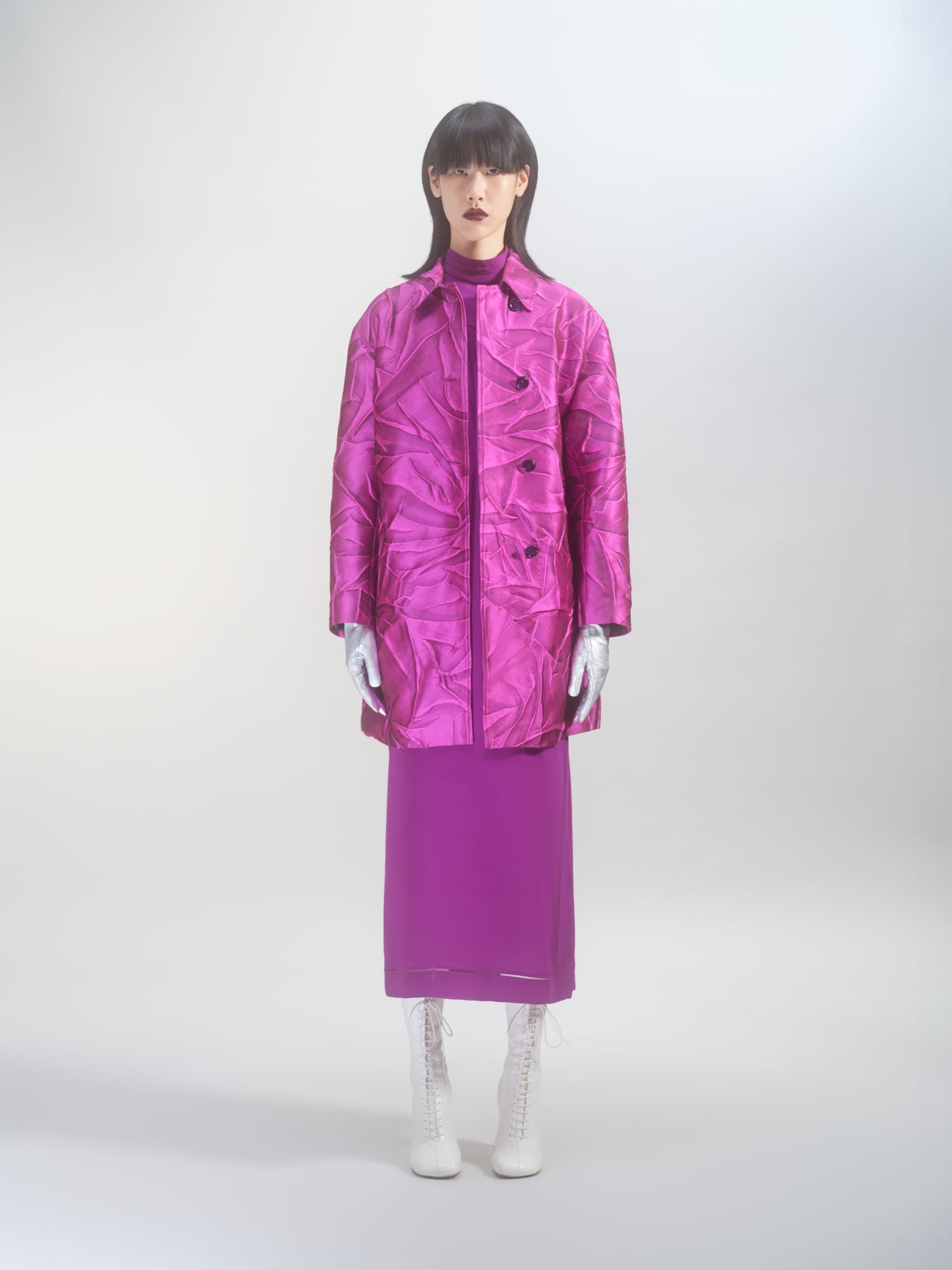 JACQUARD BELTED MAC - 5
