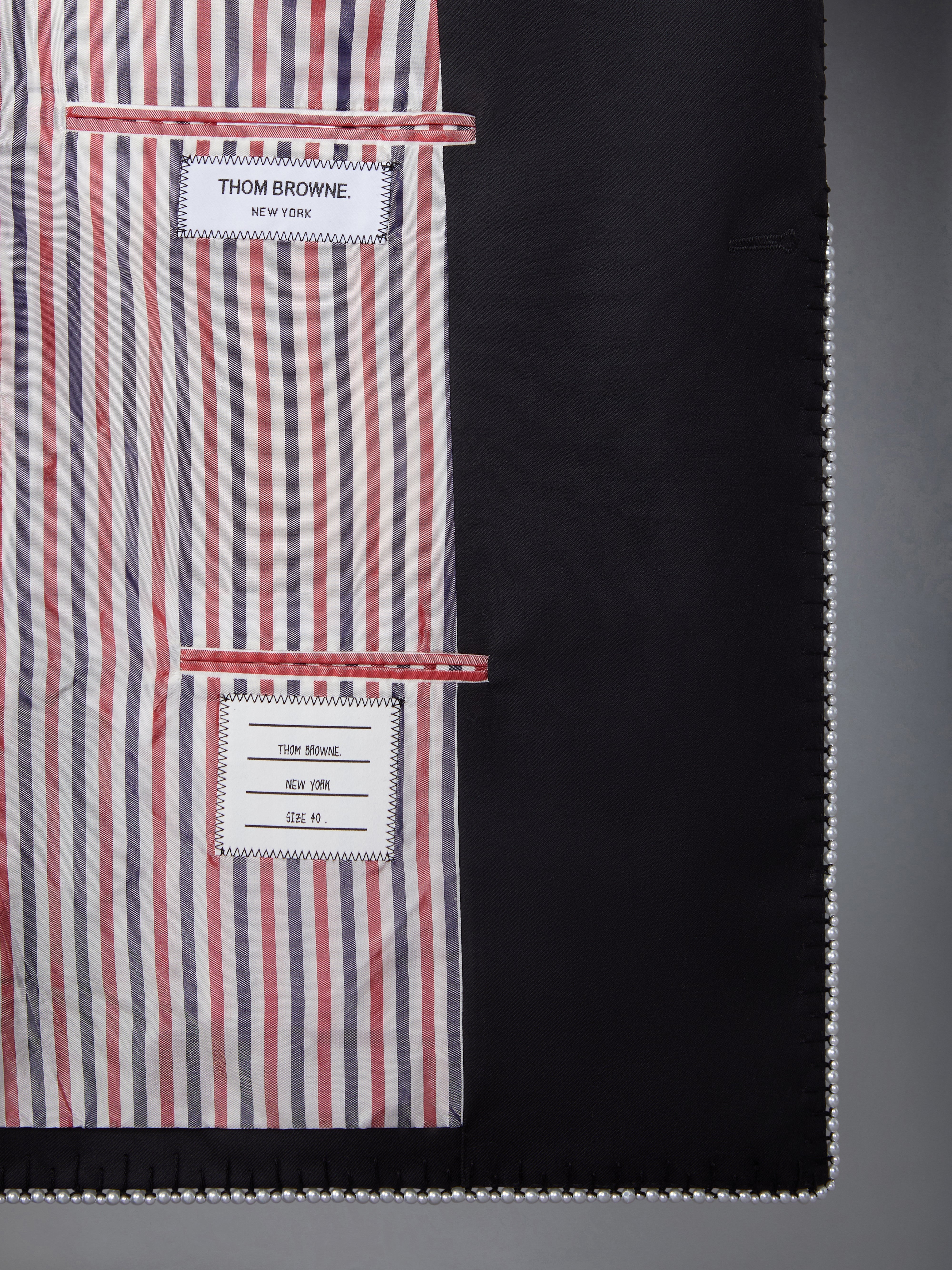 FIT 1 - DOUBLE BREASTED CLASSIC SPORT COAT W/ BLANKET STITCH PEARLS ON SUPER 120'S WOOL TWILL - 5