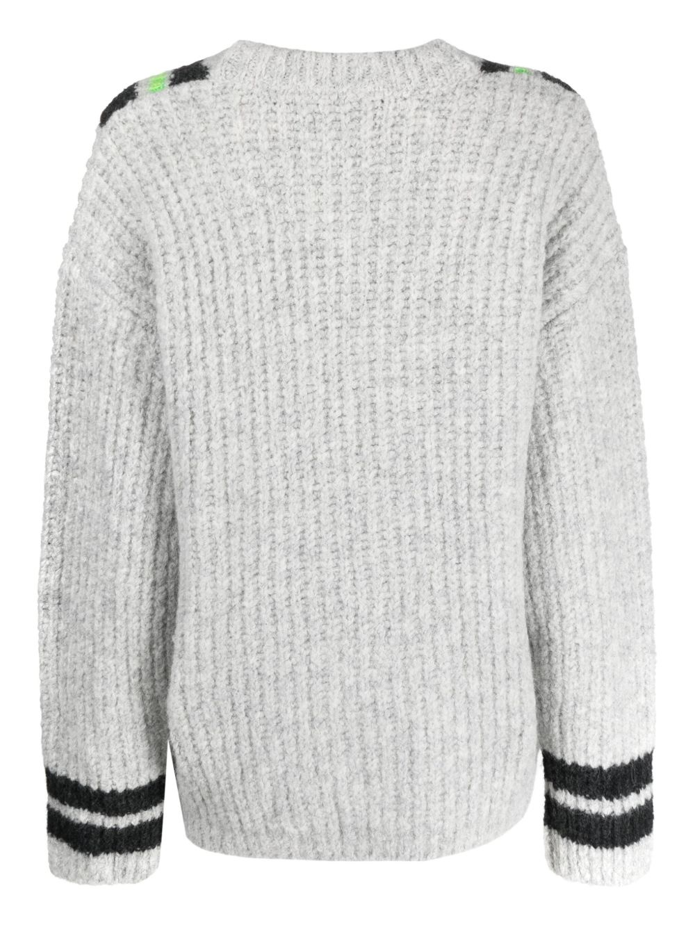 embroidered V-neck jumper - 2