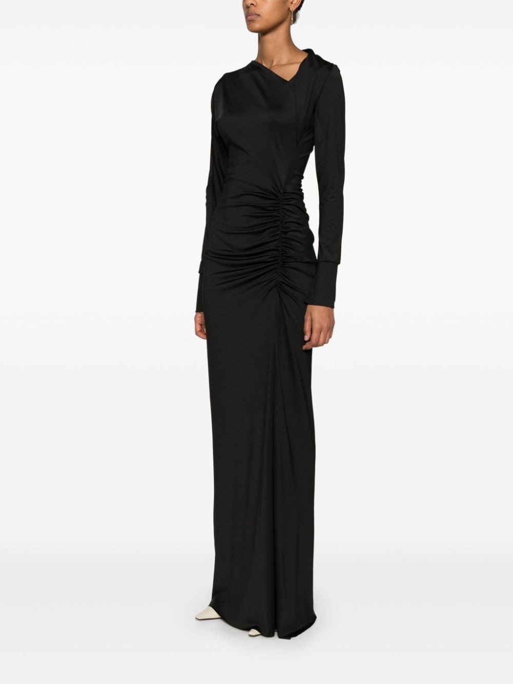 asymmetric-neck maxi dress - 3