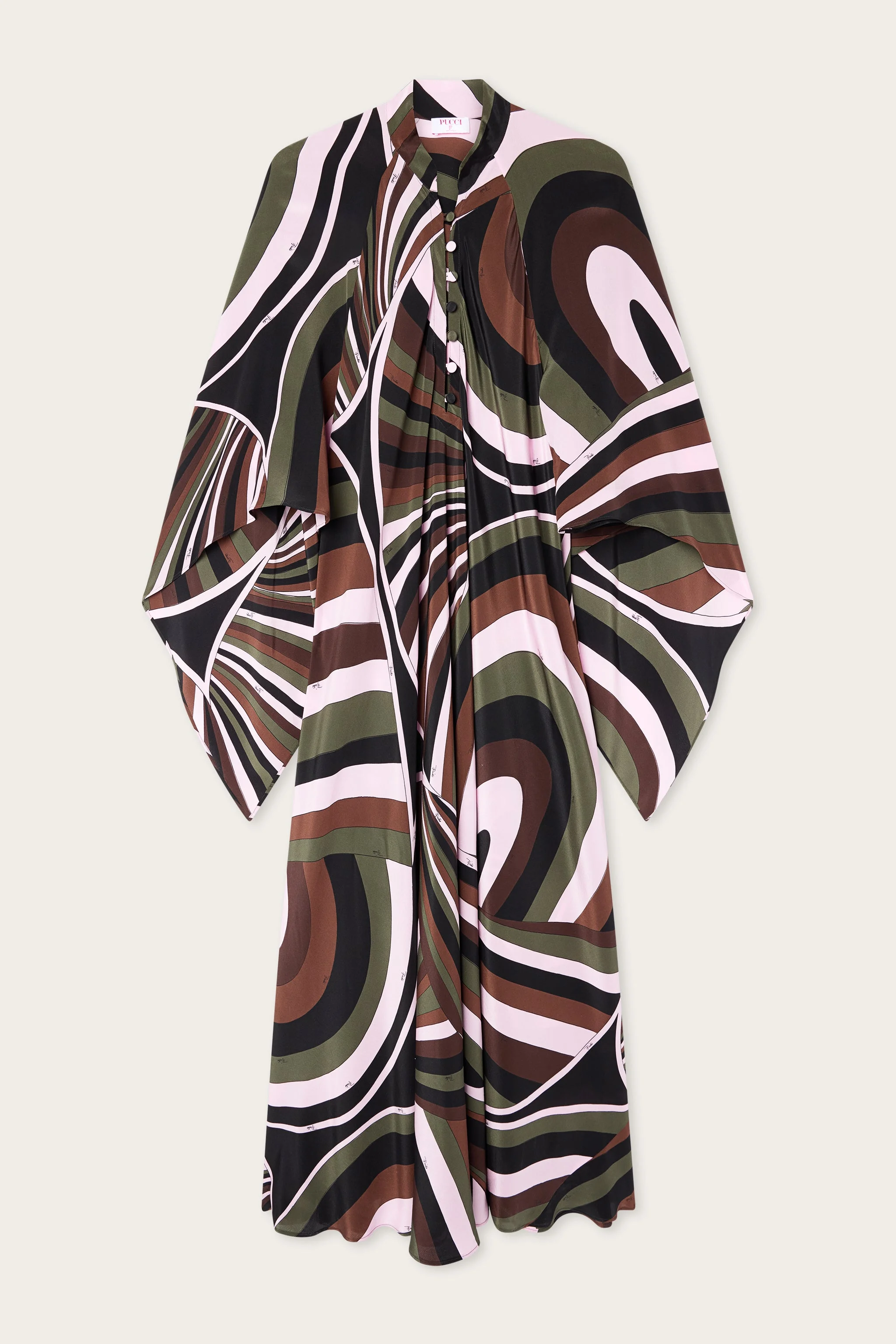IRIDE PRINT LONG KAFTAN IN CREPE DE CHINE - 1