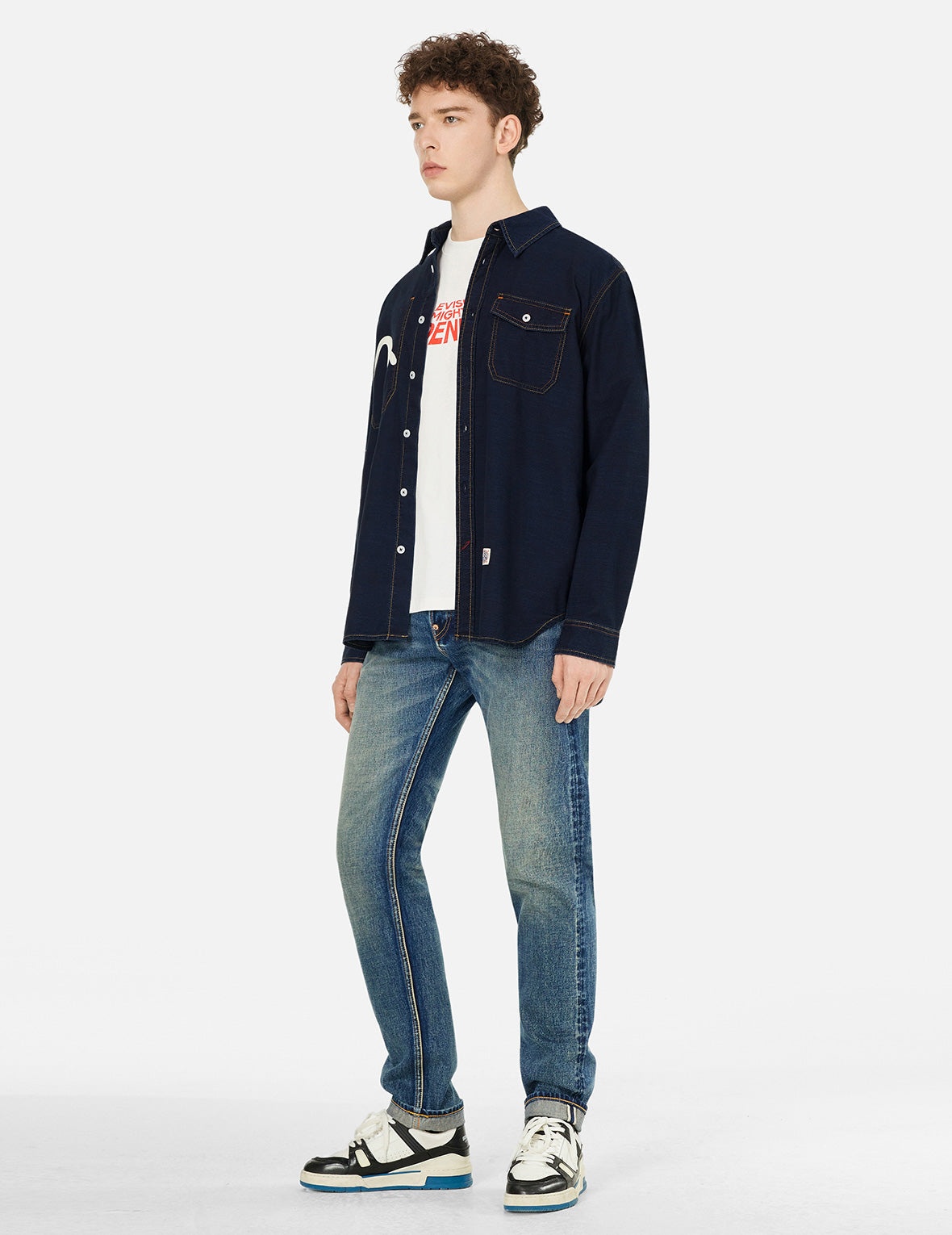Seagull Print Regular Fit Denim Shirt - 3