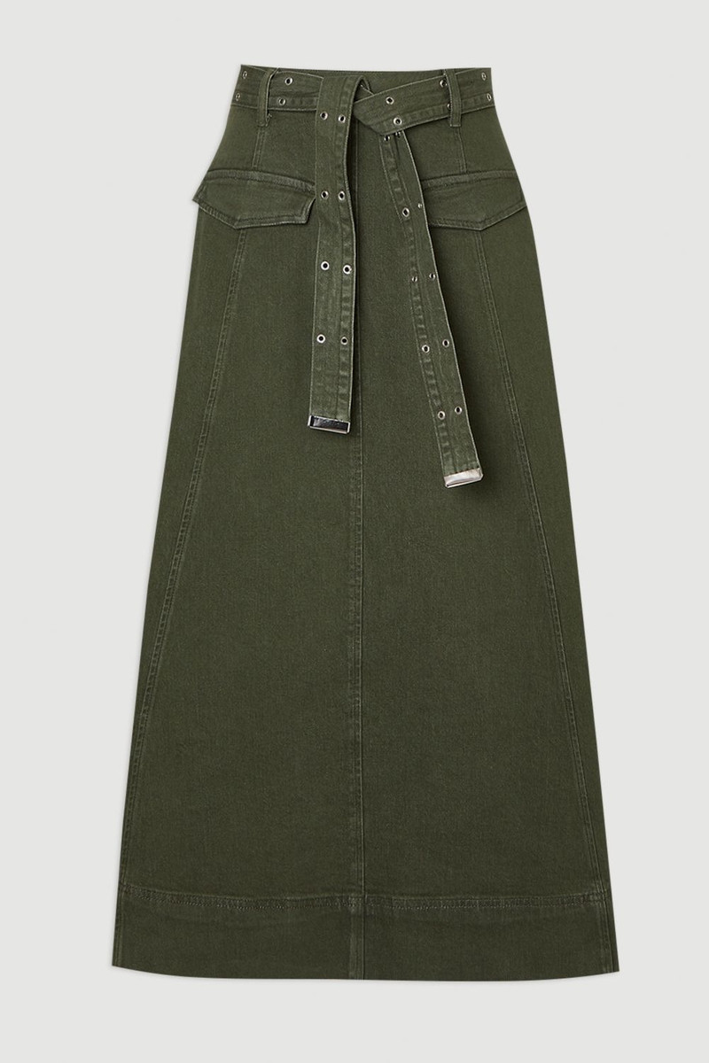 Denim Belted Full Skirt 4
