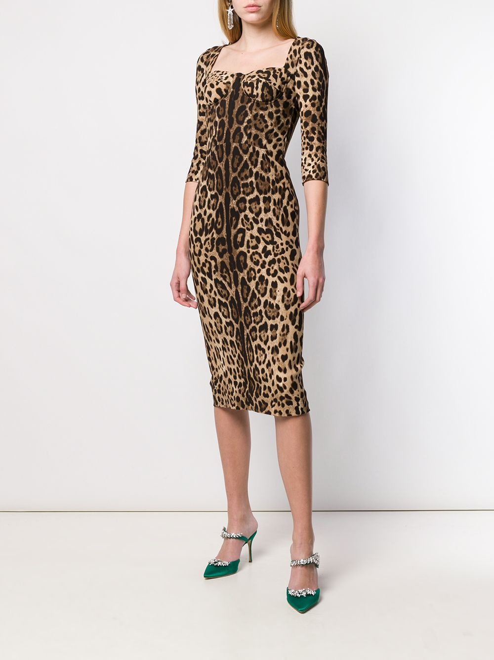 fitted leopard print dress - 2