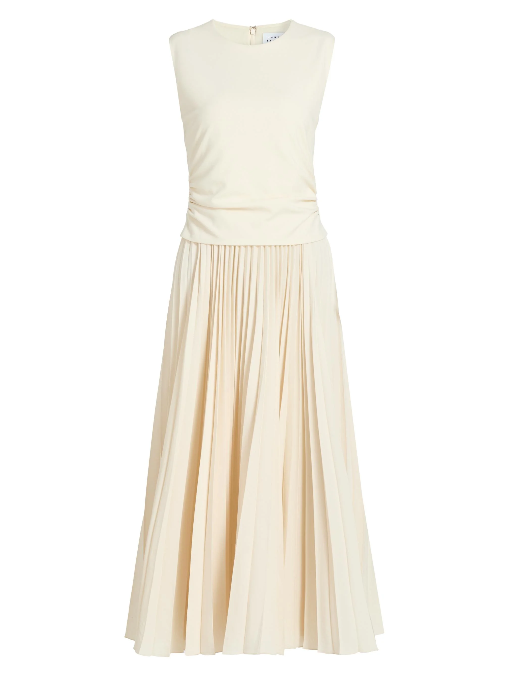 Women's Carly Pleated Sleeveless Midi-Dress - Cream - 1