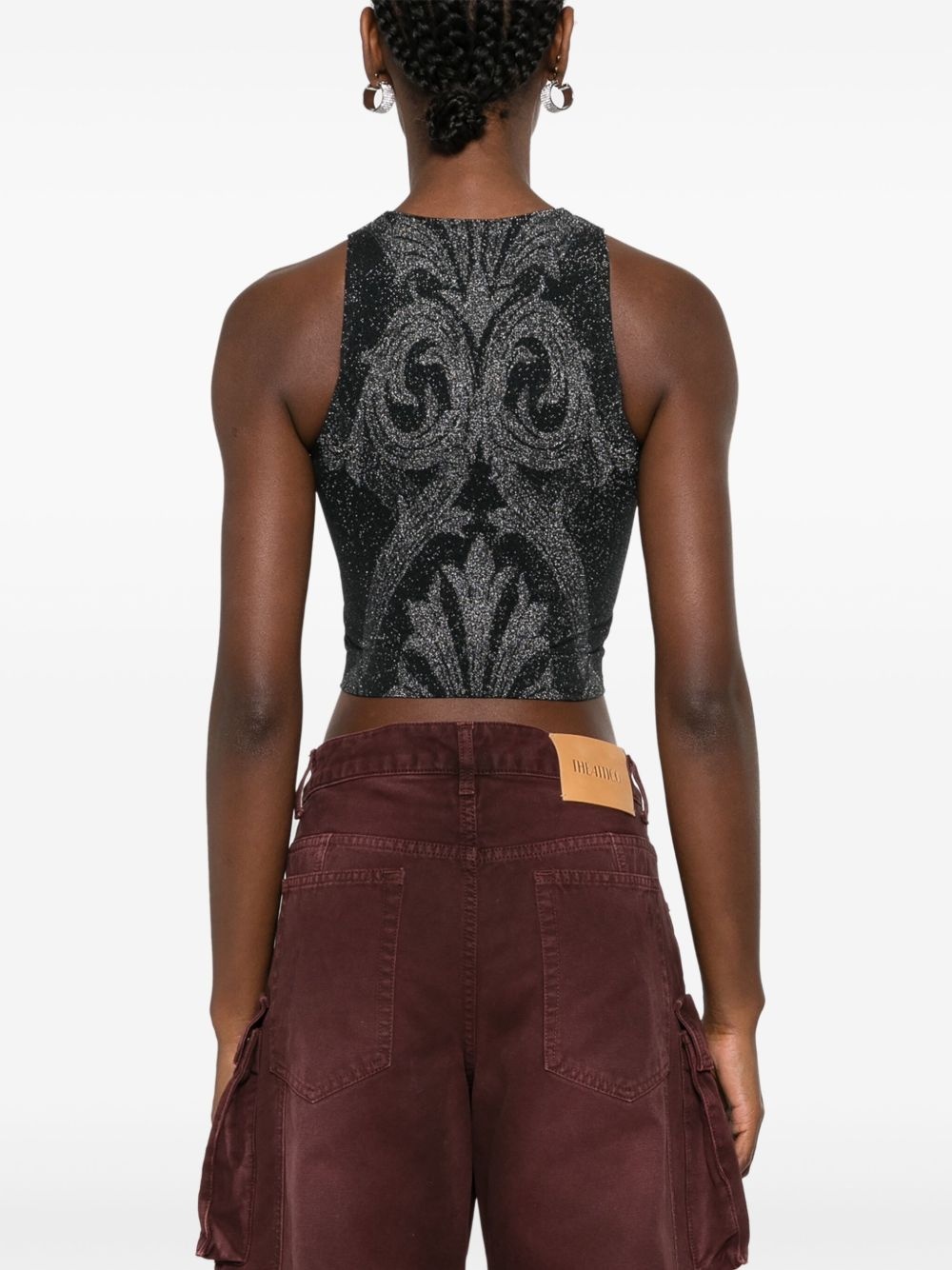 x ETRO floral-jacquard metallic crop top - 4