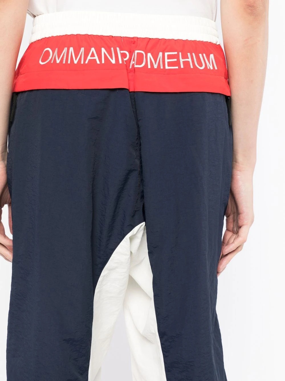 slogan-print colour-block trousers - 5