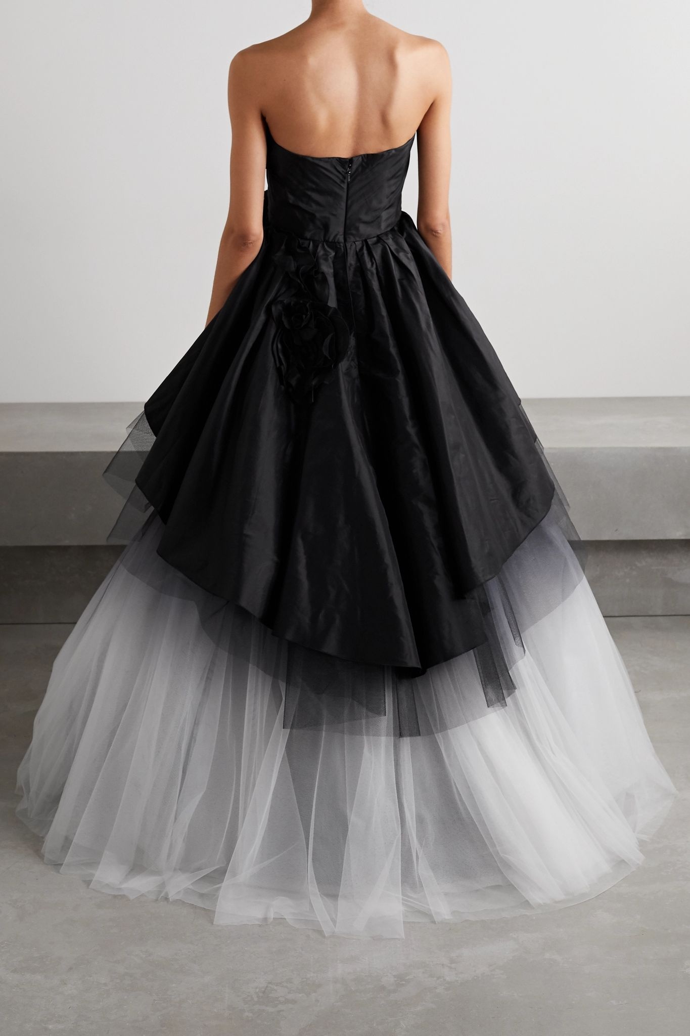 Strapless appliquéd silk-taffeta and dégradé tulle gown - 3