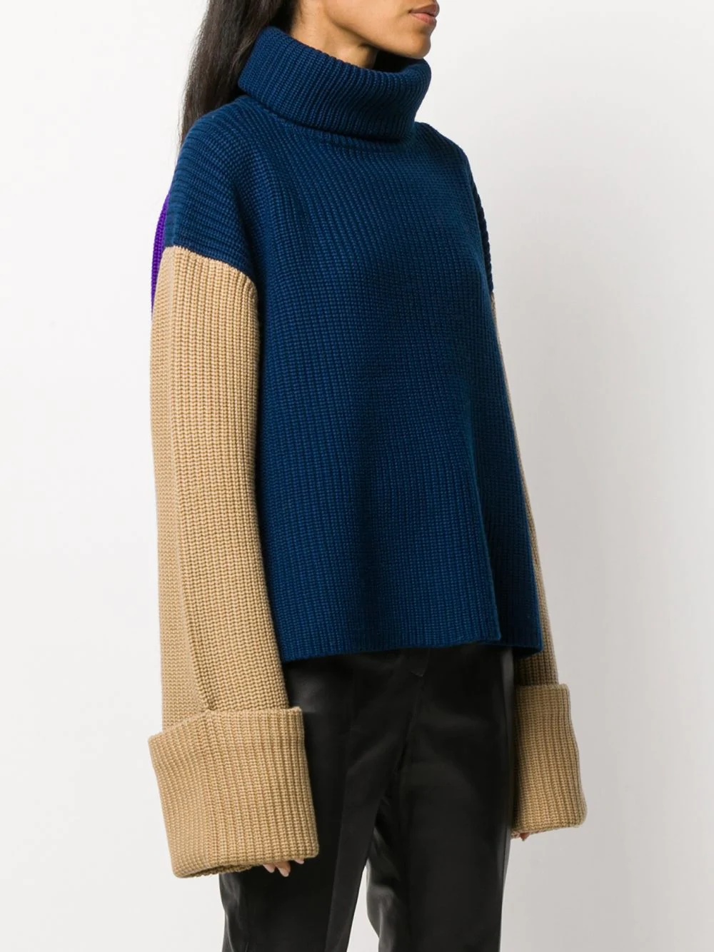 two-tone turtleneck jumper - 3