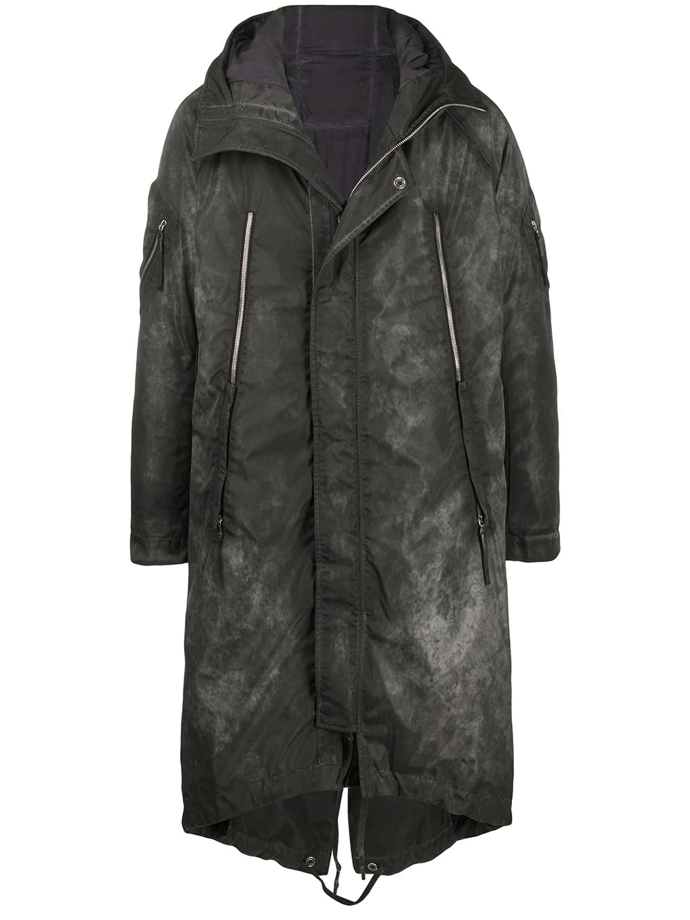 faded parka coat - 1