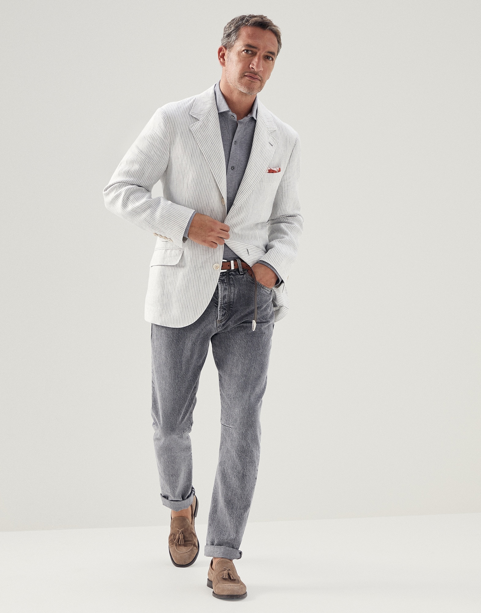 Aged denim leisure fit five-pocket trousers - 4