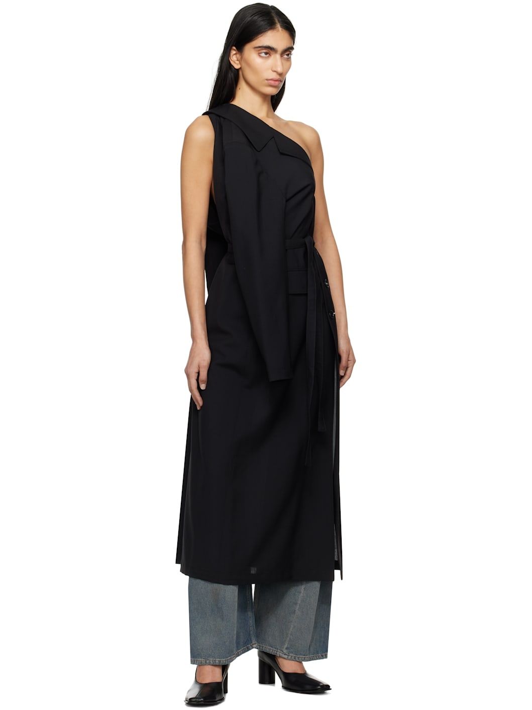 Black Dual Wear Tailoring Wool Canvas Coat - 5