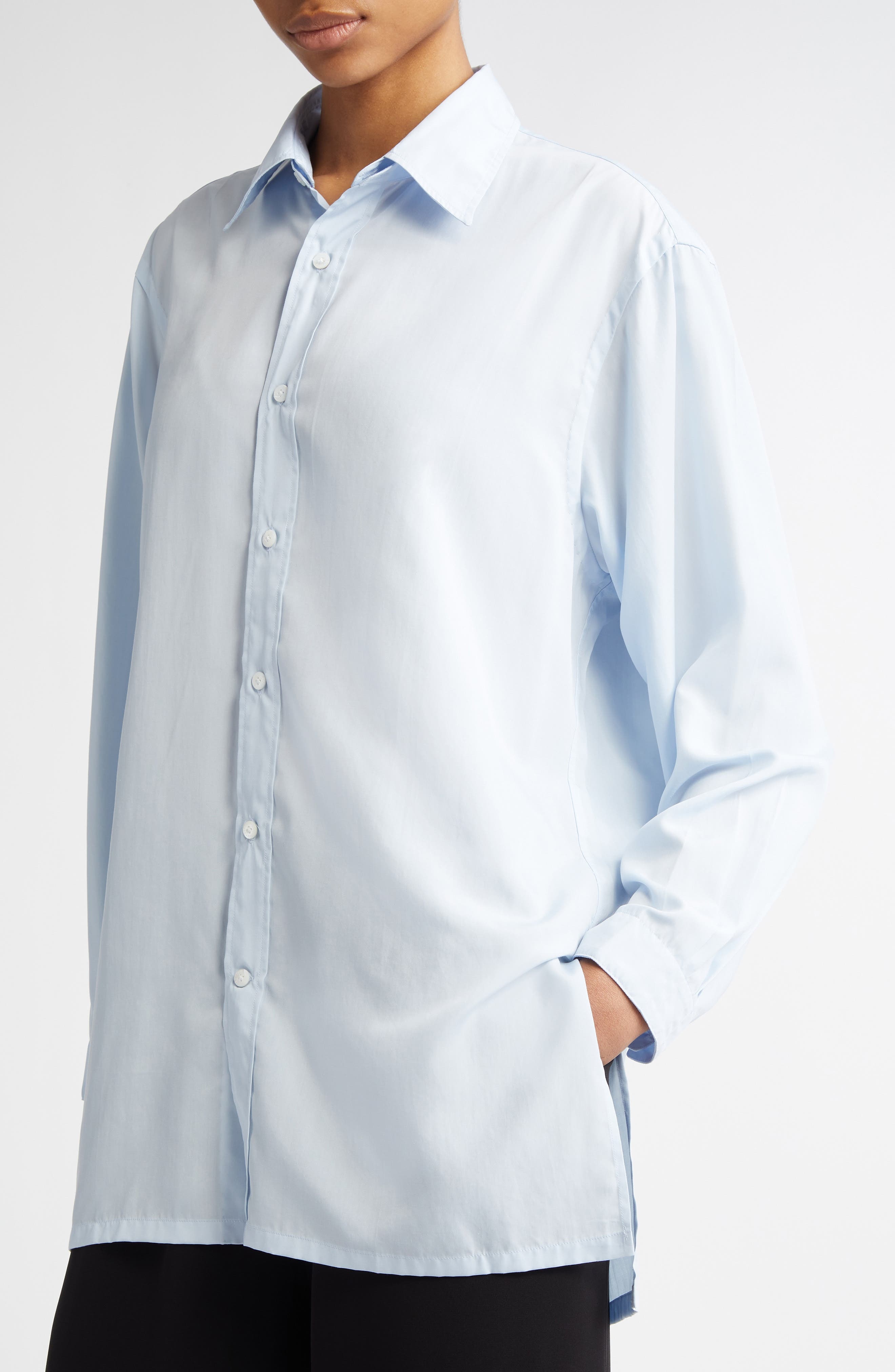SETCHU Origami Side Slit Button-Up Shirt in Light Blue at Nordstrom - 6