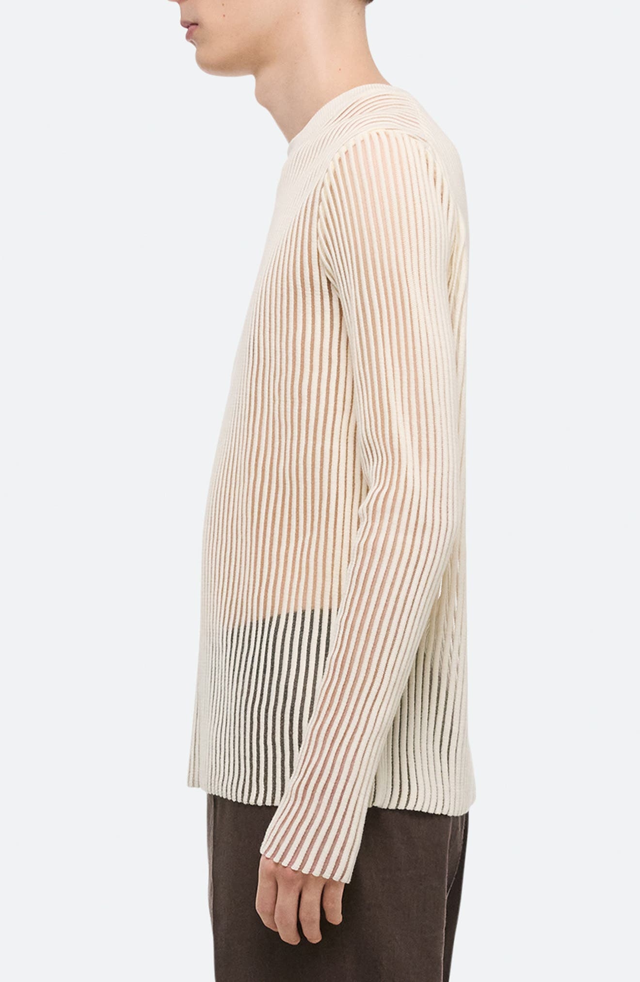 Helmut Lang Sheer Stripe Crewneck T-Shirt in Ivory at Nordstrom - 3