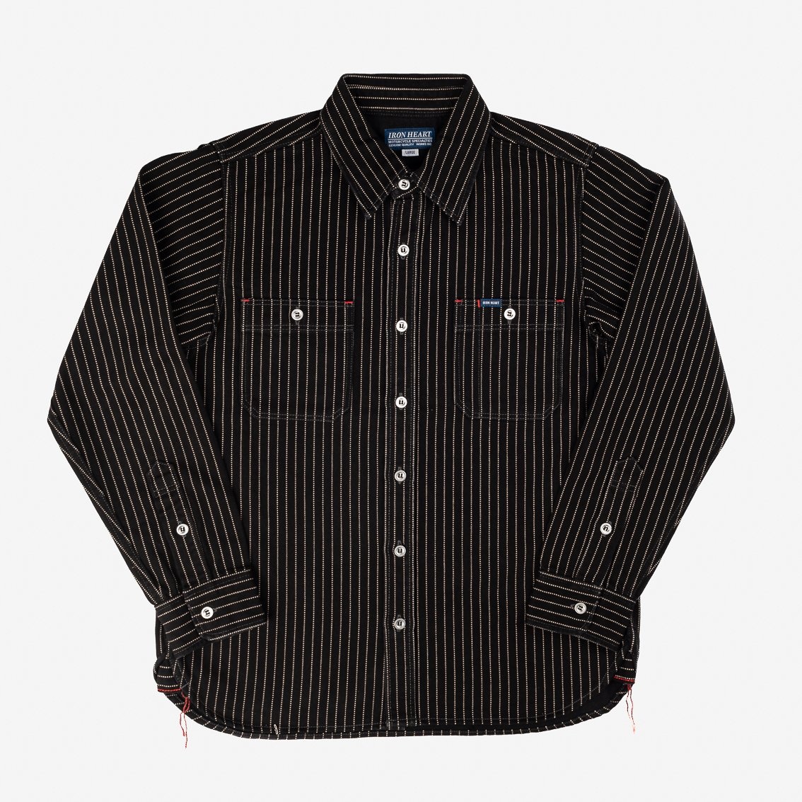 IHSH-68-BLK 12oz Wabash Work Shirt - Black with Metal Buttons - 1