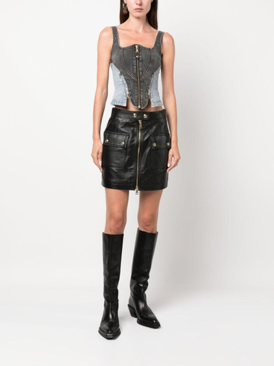 VERSACE JEANS COUTURE button-embellished lambskin mini-skirt outlook