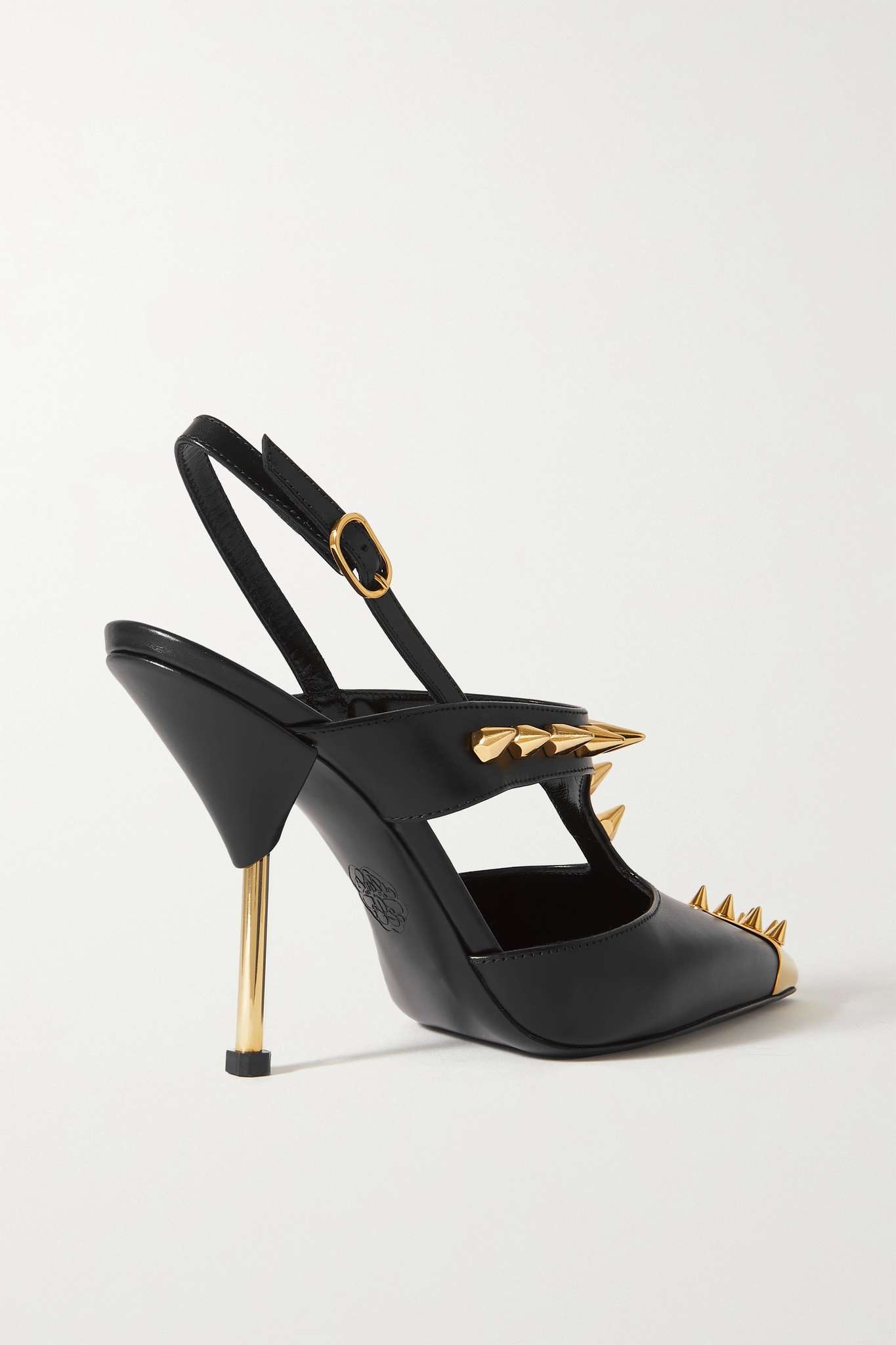 Spiked leather slingback pumps - 3