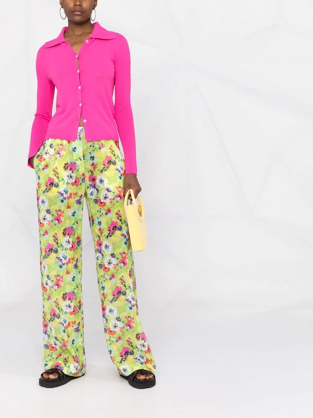 floral-print sequin-embellished trousers - 3