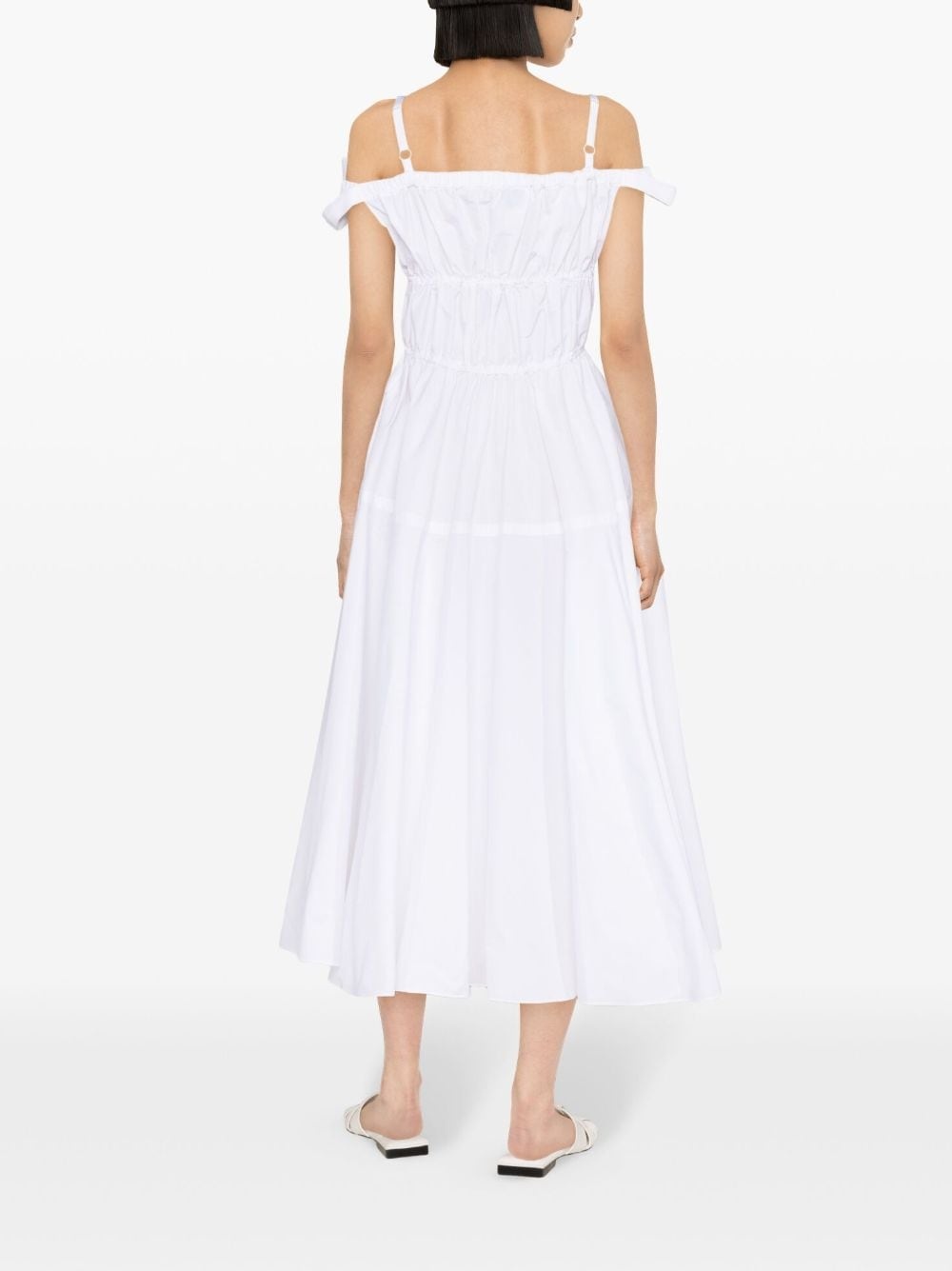 bow-detail flared midi dress - 4