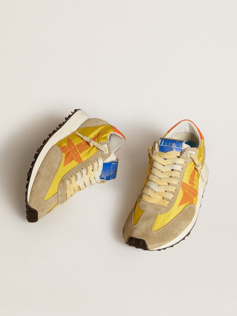 Golden Goose Women’s Marathon with yellow nylon upper and orange star outlook