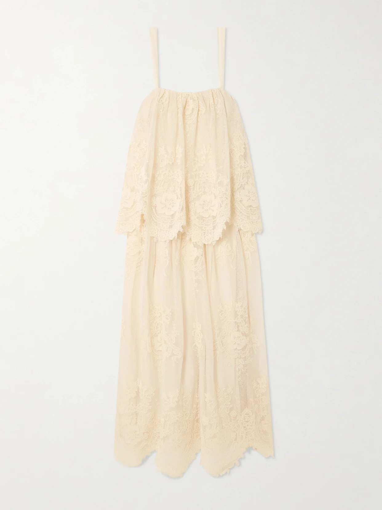 Tiered Lace Midi Dress - 1