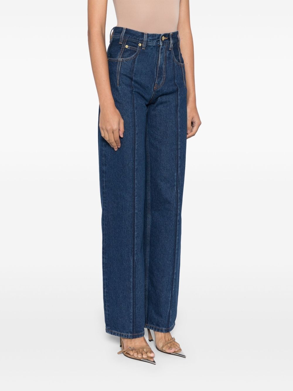 creased straight jeans - 3