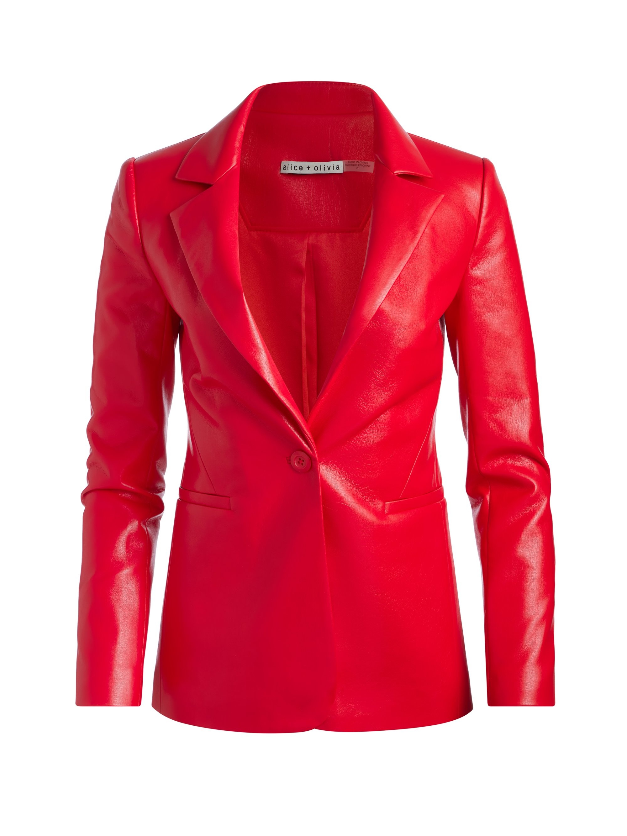 MACEY FITTED VEGAN LEATHER BLAZER - 1