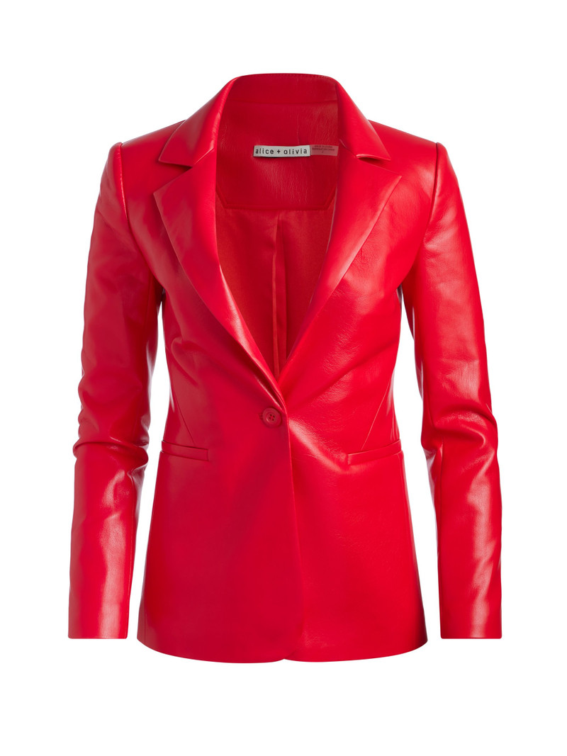 MACEY FITTED VEGAN LEATHER BLAZER 1