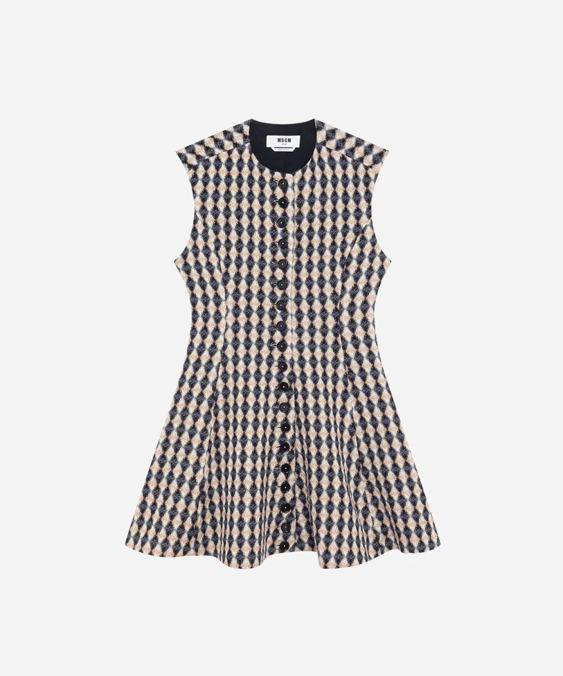 Wool jacquard dress with argyle pattern - 1